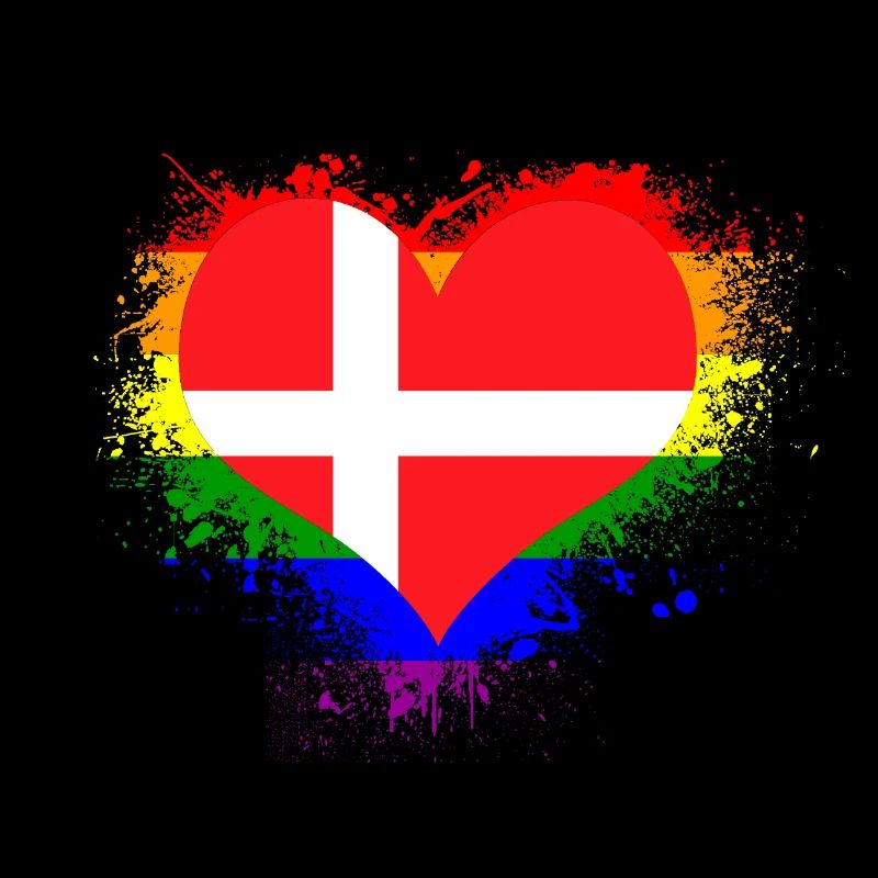 Coeur de drapeau arc-en-ciel Danemark GayPride