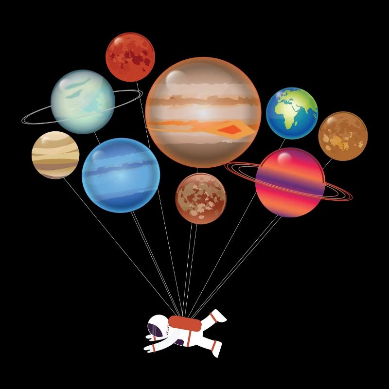 Astronaute dans l'univers avec des planètes.