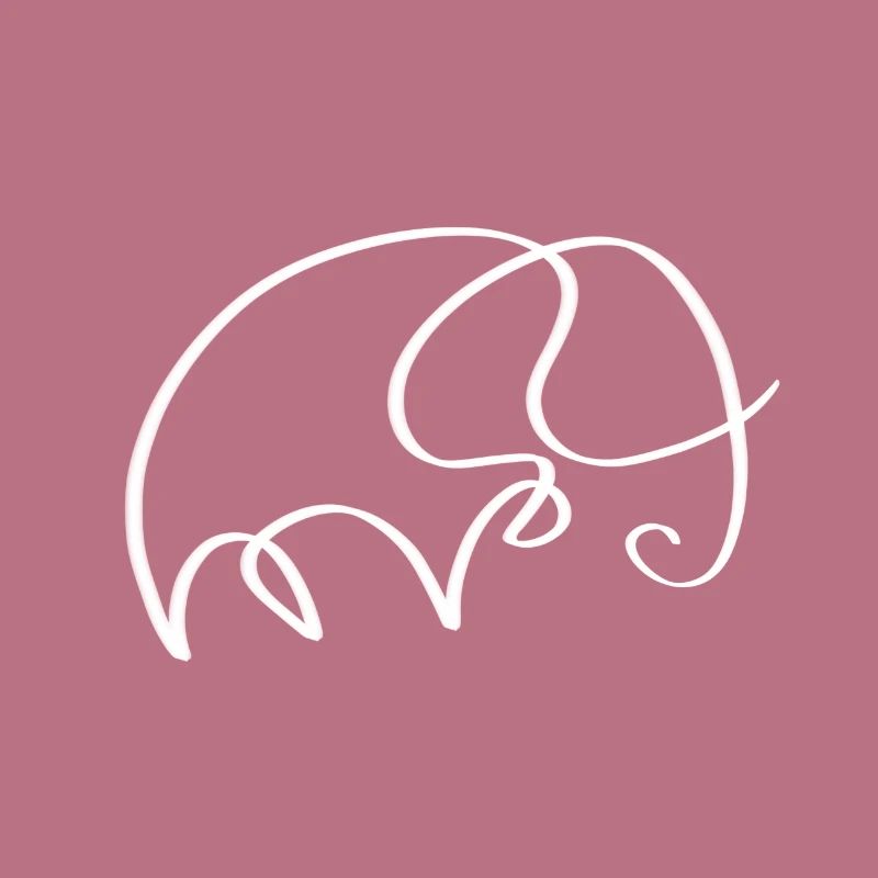 One line elephant white