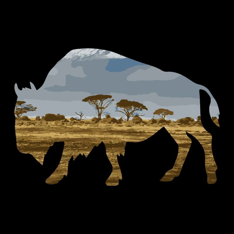 Idée cadeau bison animal double exposition