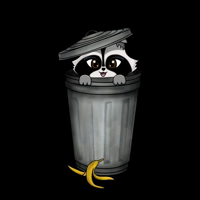 Raccoon in garbage can