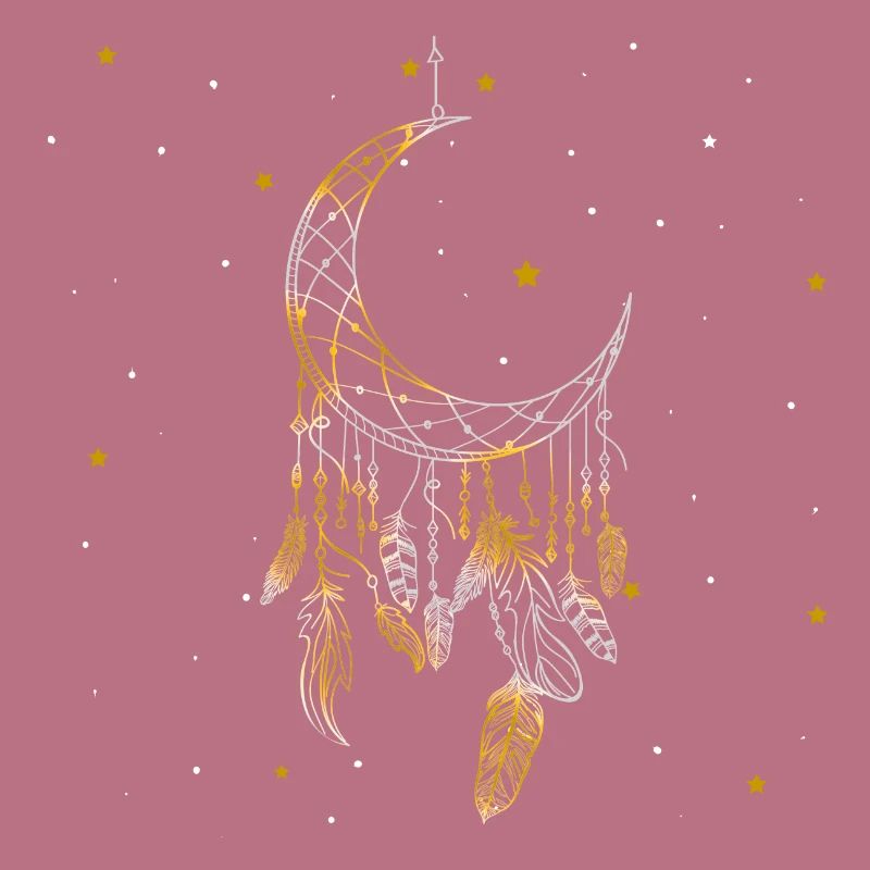 Dream catcher with feathers crescent moon and stars
