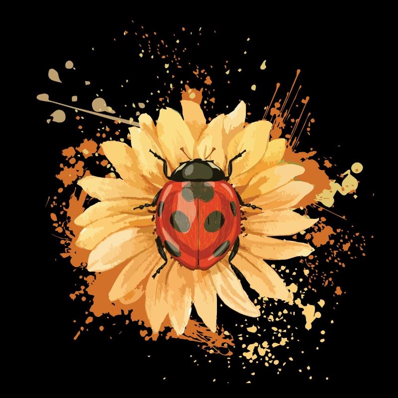 Coccinelle sur dessin insecte fleur de tournesol