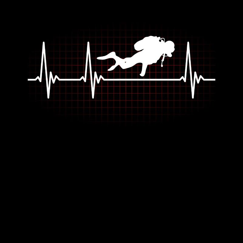 Scuba certification diver gift heartbeat heart line