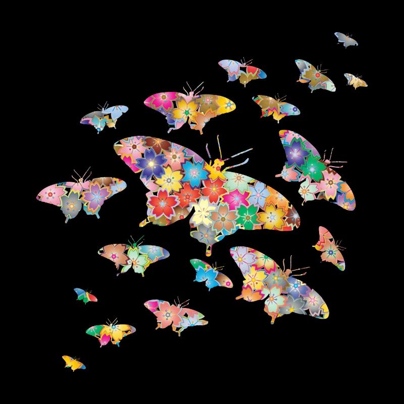 Double Exposure Printemps Papillons Fleurs