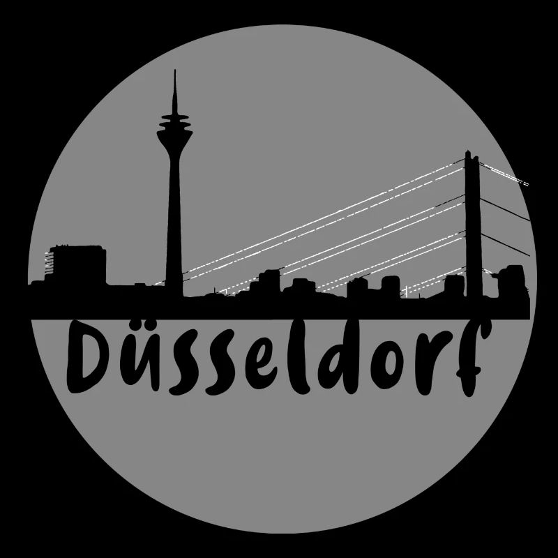 düsseldorf ,skyline,grau,kreis, scherenschnitt