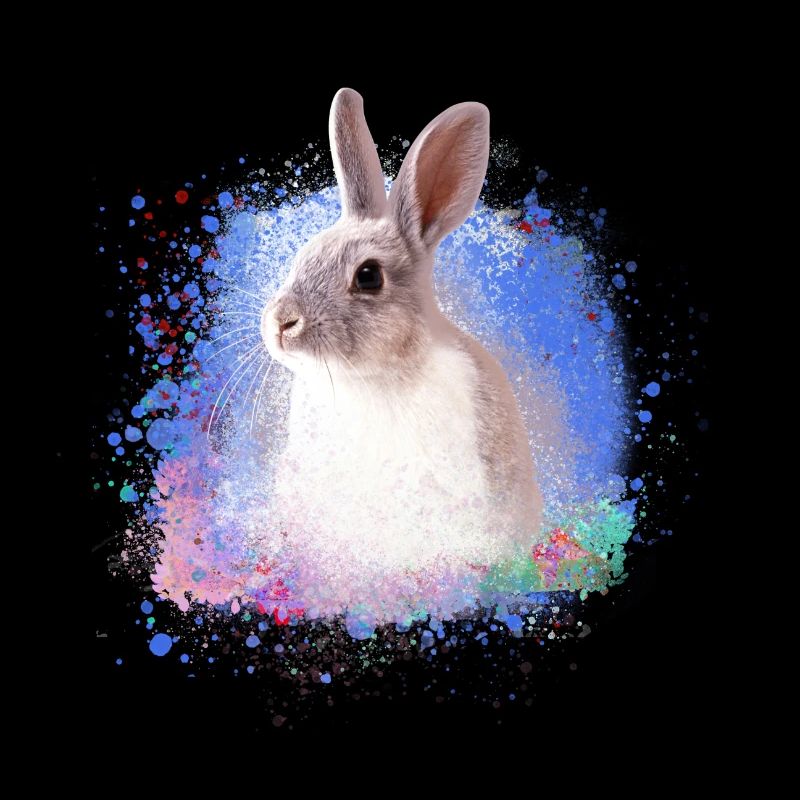rabbit, rabbit, blue, graffiti, painting,