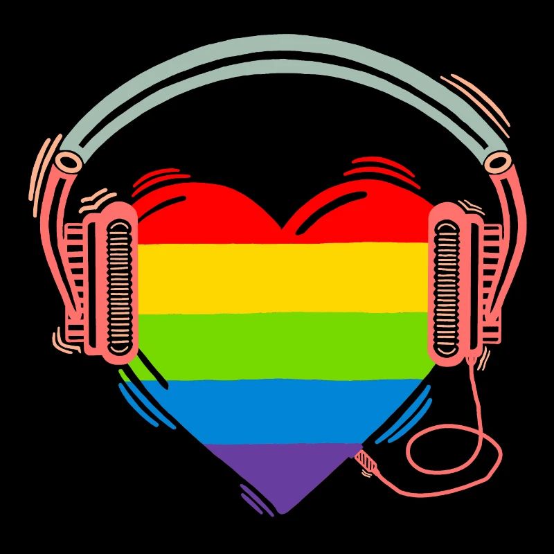Regenbogenherz mit Kopfhörer cool Street Art