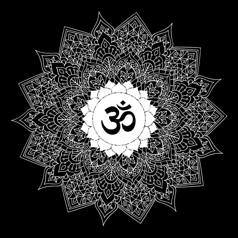 om chakra yoga mantra black mandala