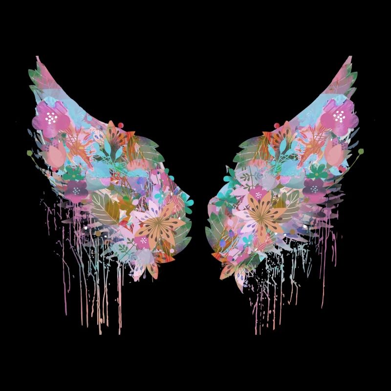 ailes d’ange, ailes, colorées, ailes d’ange, fleurs