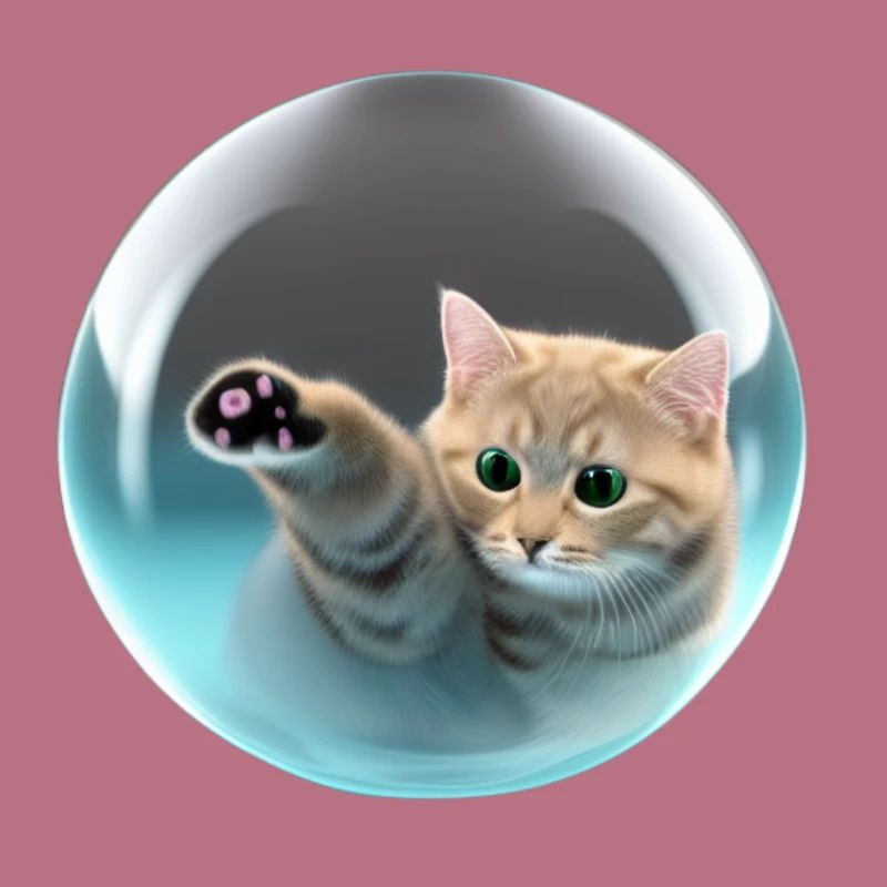 Cat in soap bubble, digital style