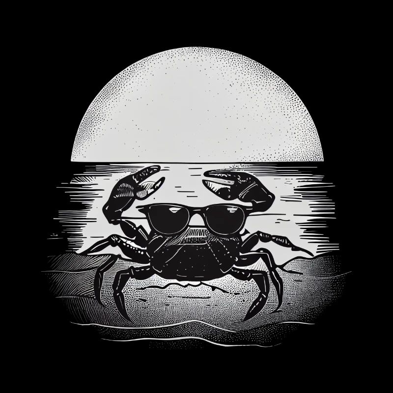 Coucher de soleil sur la plage avec du crabe élégant