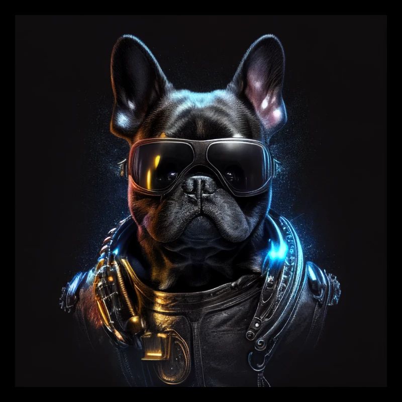 Bouledogue français « Veste en cuir » style Matrix