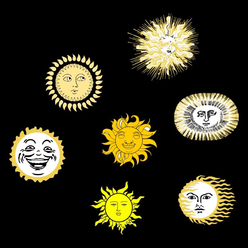 sun stickers,sun with a face