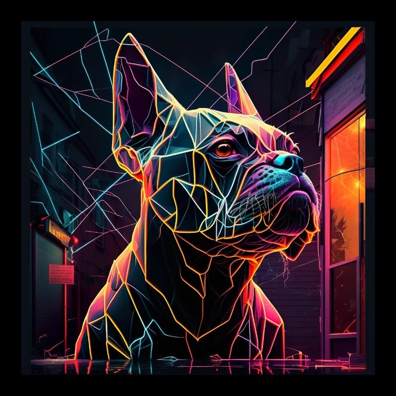 Conception de polygone néon bouledogue français