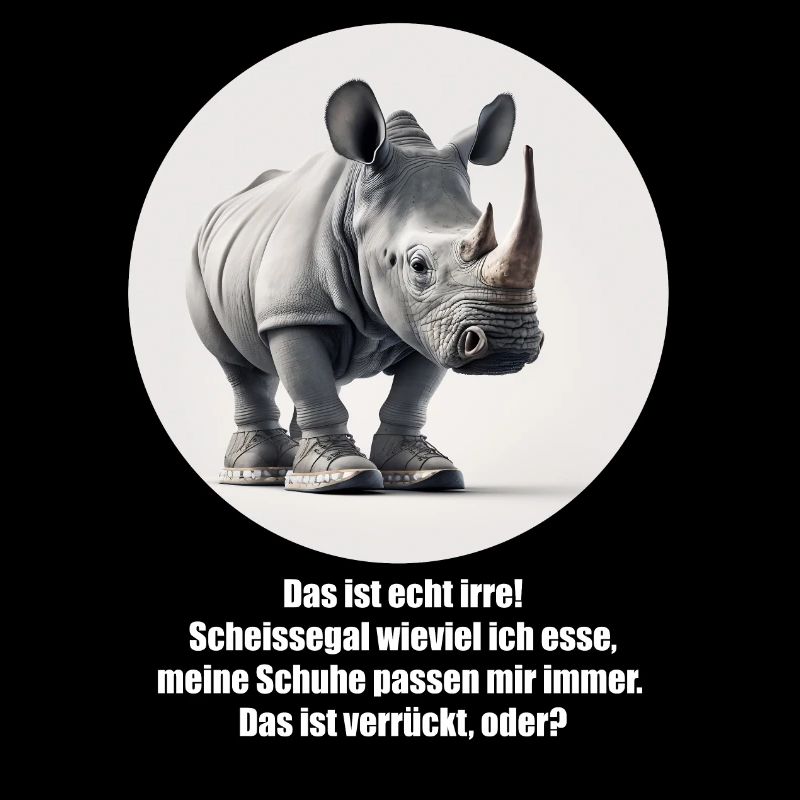 Rhinozeros (Nashorn) mit Turnschuhen