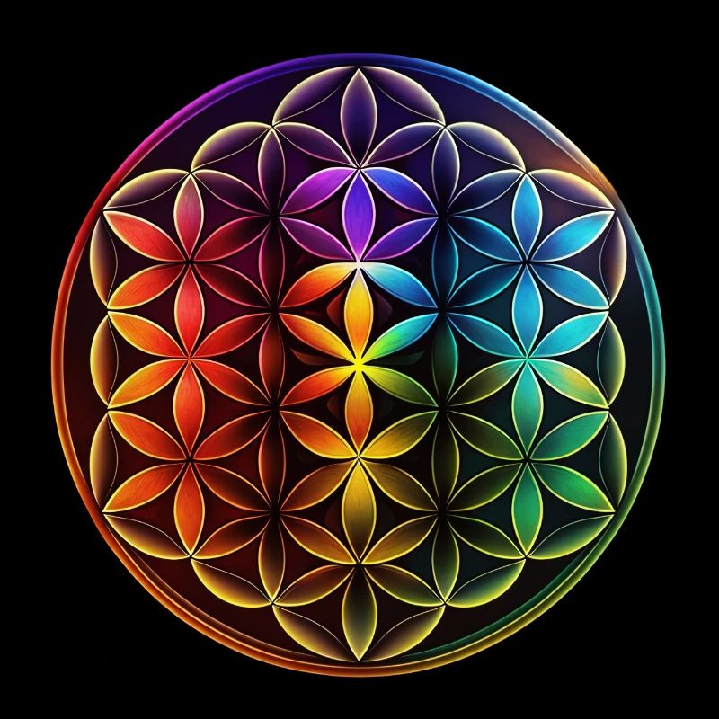 Blume des Lebens Regenbogen Symbol Meditation