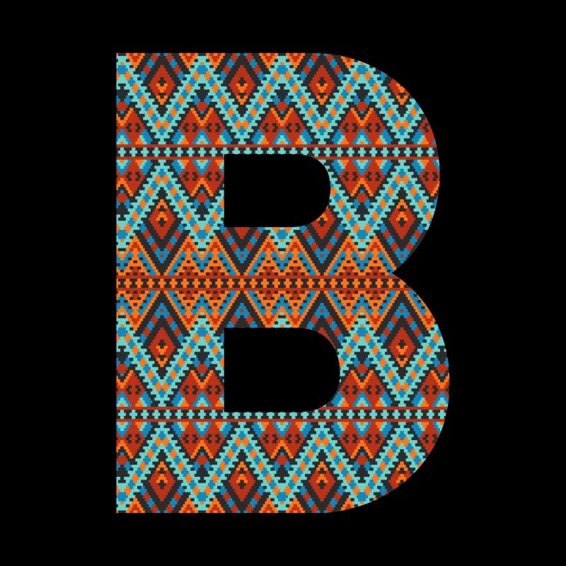 Buchstabe B- Boho-Design, buntes Monogramm