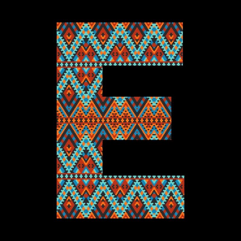 Lettre E- design boho, monogramme coloré