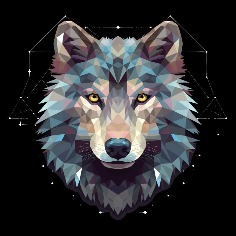 Geometric wolf's head