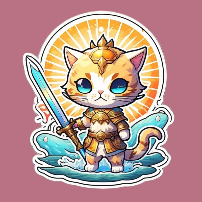 mignon chaton épée de la plage de l’été