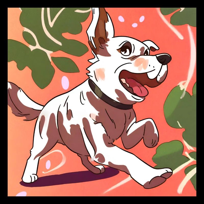 Chien d’anime joyeux en course