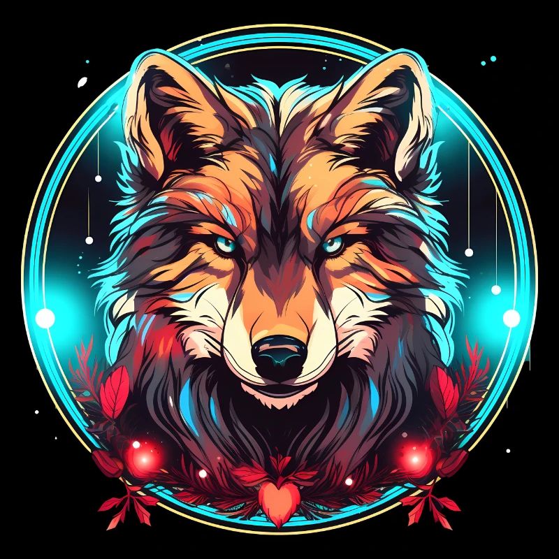 Wolf mit Weihnachtsornament, Liebeswölfe