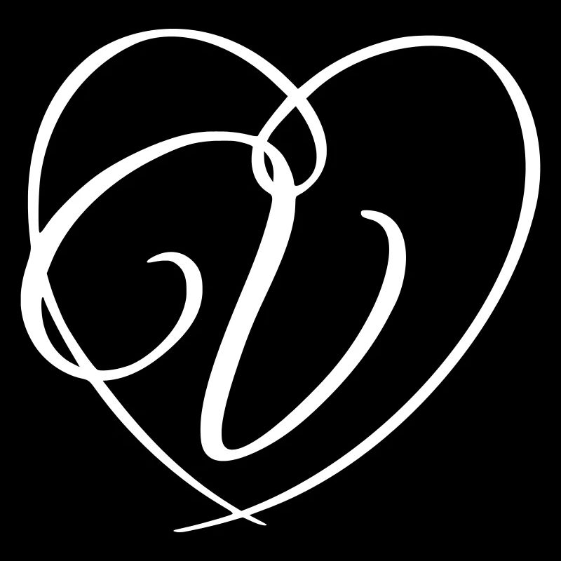 Letter V Calligraphy Heart