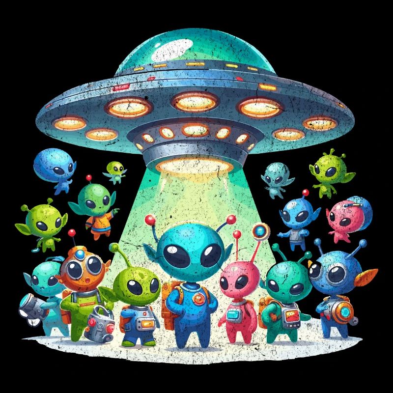 Aliens Marveling at a UFO