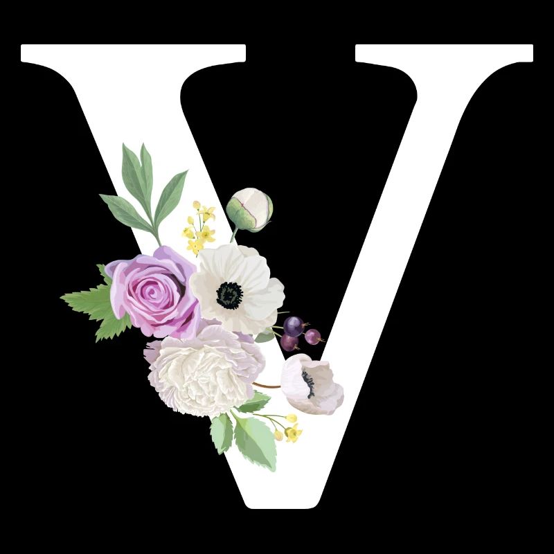 Lila floraler V-Buchstabe