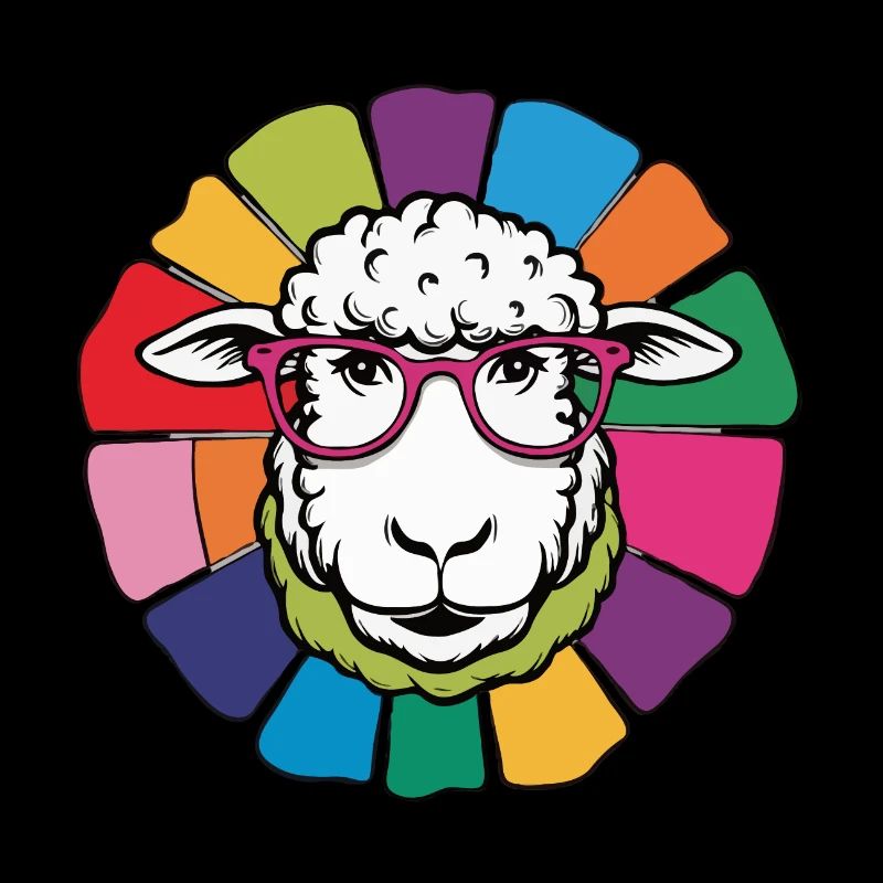 Mouton avec des lunettes mignon dans un design coloré et cool