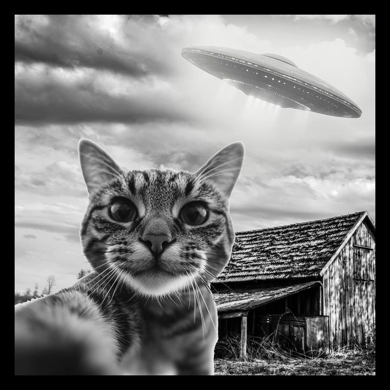 Selfie de chat avec un OVNI extraterrestre Funny Space