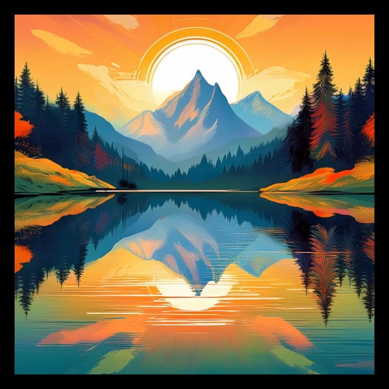 Artistic Sunset Landscape: Bold Nature Design