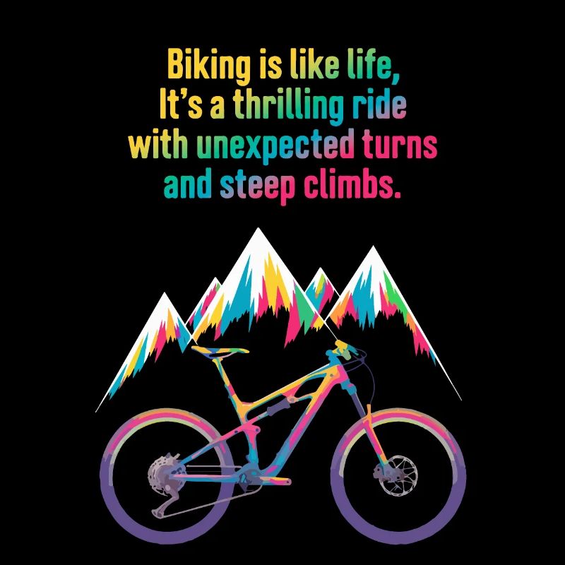 Lebendiges Mountainbike-Zitat-Design