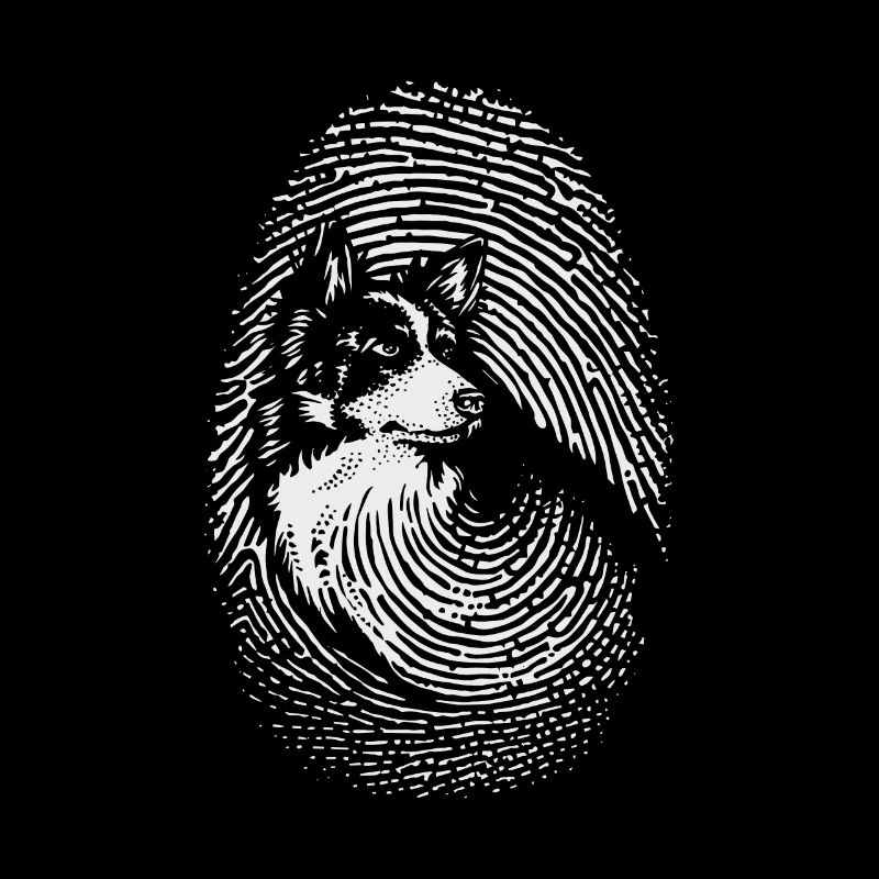 Border Collie empreinte digitale design bordure créative