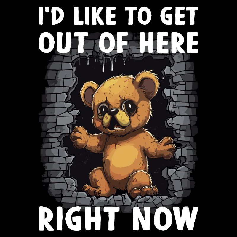 Teddybär auf der Flucht Arbeit Job Beruf Spruch