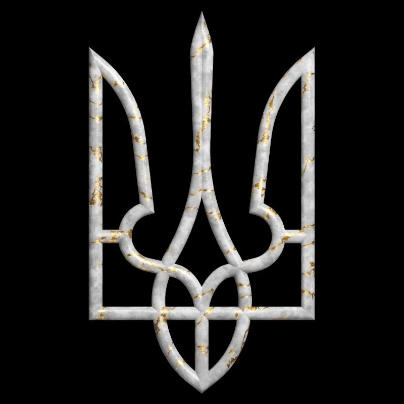 Ukraine Wappen Gerfalke Trident Dreizack Marmor 2
