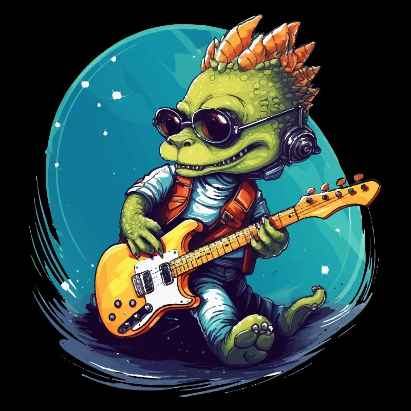Rockiges Krokodil mit E-Gitarre Geschenk Gitarrist