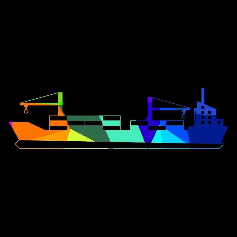 Container Ship Rainbow Polygon Ships