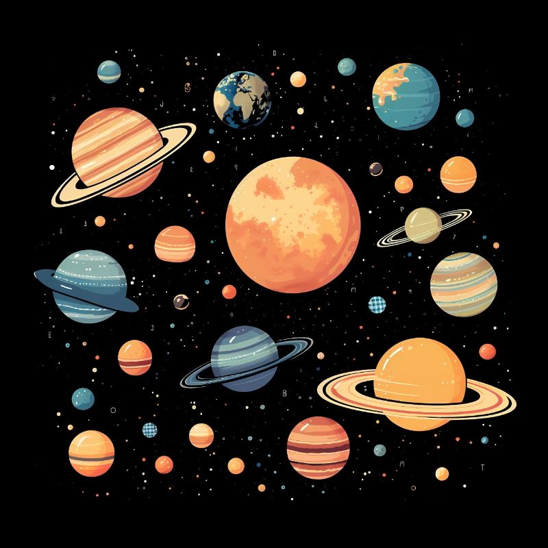 Bunte Planeten die durchs All schweben