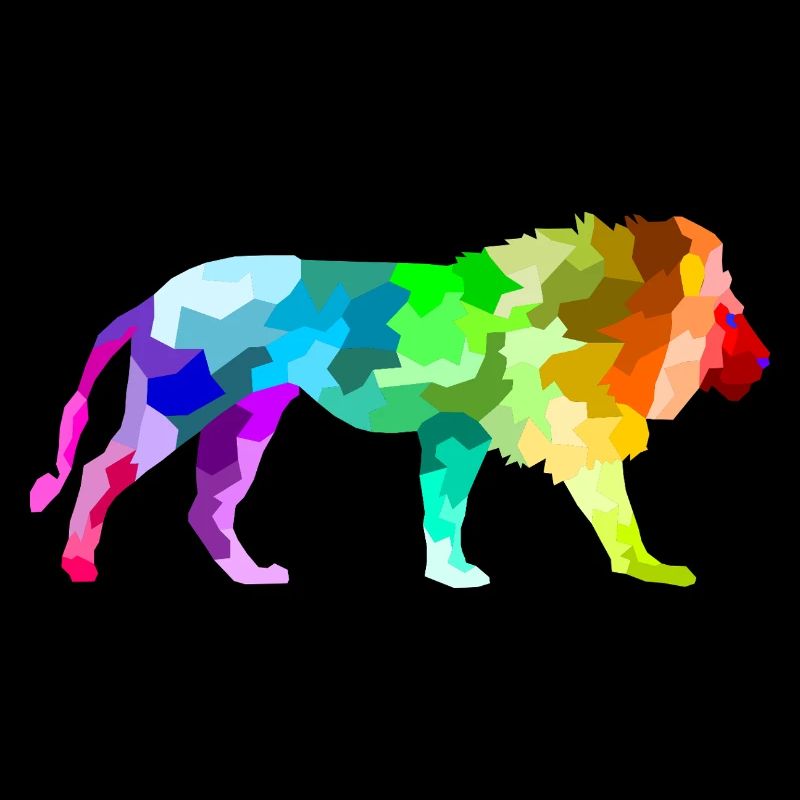 Bunter Regenbogen Löwe Polygon Tiere