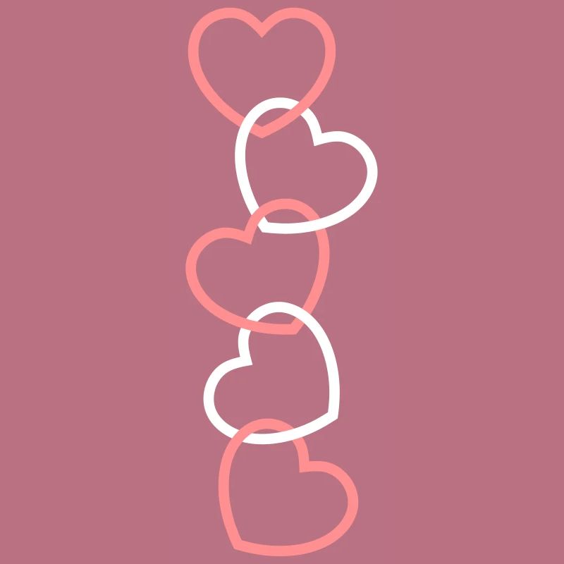 Five hearts connected as a chain