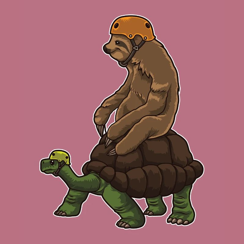 Faultier reitet eine Schildkröte - Langsam bewegen