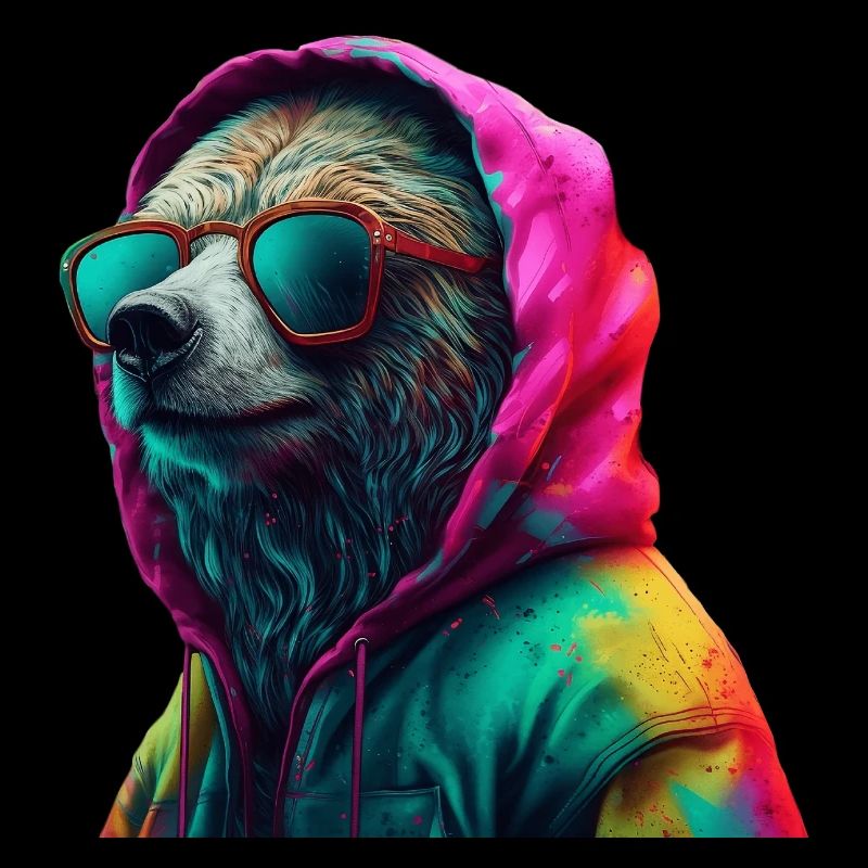 Bär mit Sonnenbrille Bunt Coole Bären Waldtier