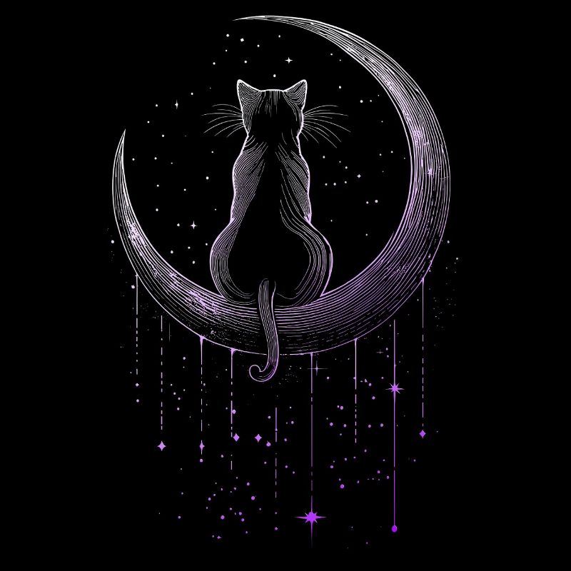 Thème mystique du chat au clair de lune