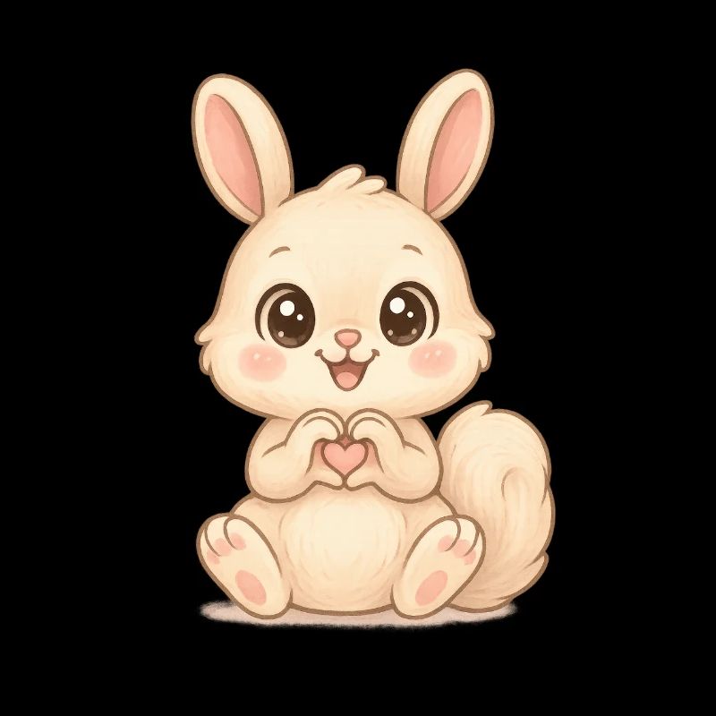 Lapin mignon avec des mains en forme de cœur