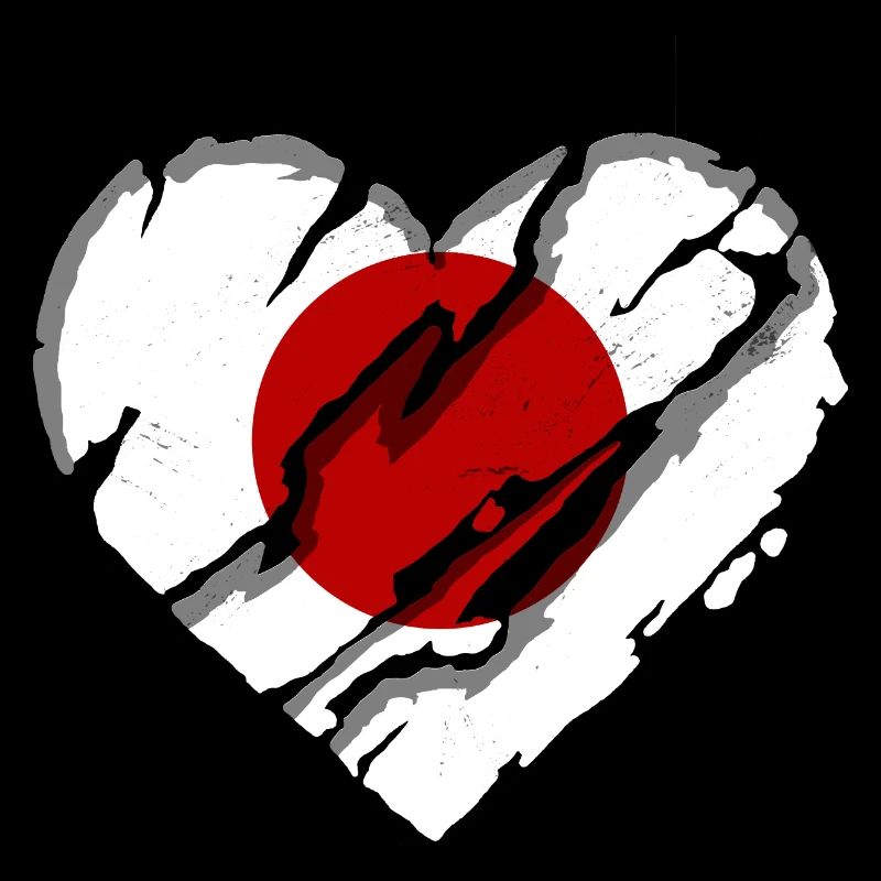 Drapeau du Japon Coeur utilisé Look Nihon Drapeau japonais