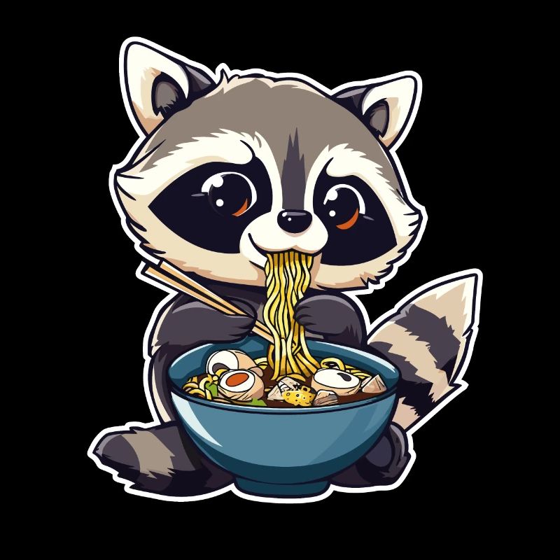 Raton laveur effronté avec nouilles ramen