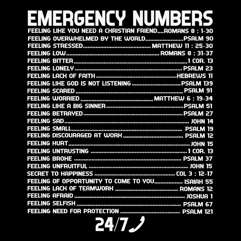 Bible Numéros d’urgence d’urgence Foi