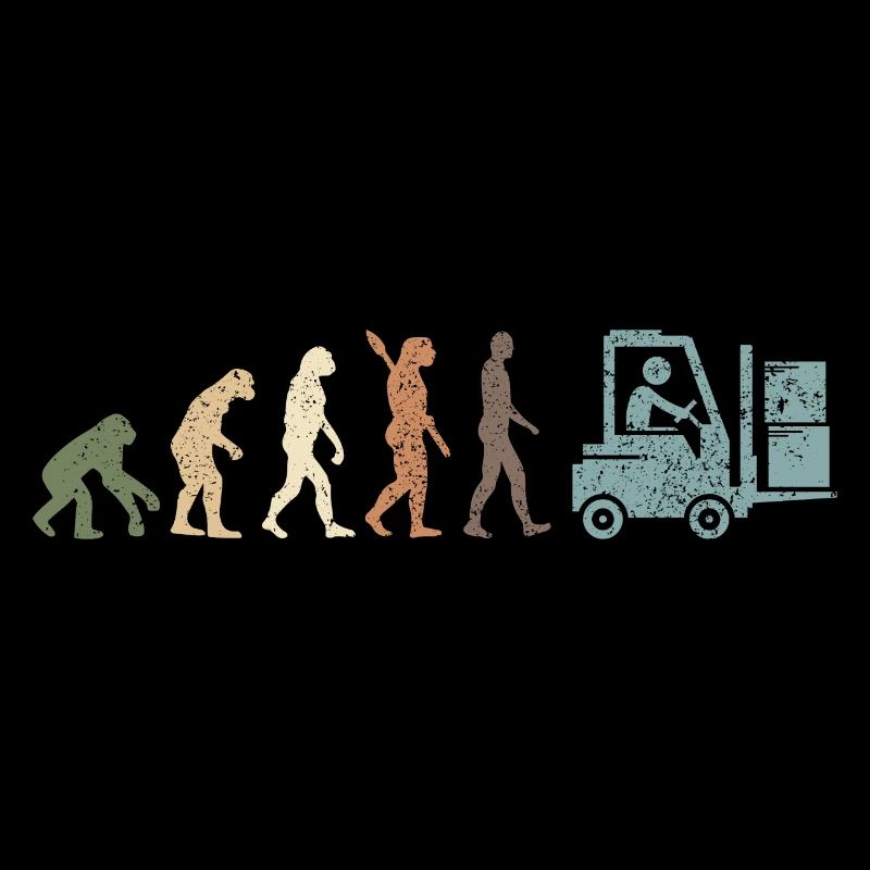 Funny Retro Evolution Of Man Forklift